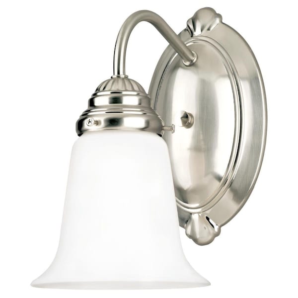 Westinghouse Fixture Wall UnMount 60W Traditional, Brushed Nickel White Opal Bell Glass 6649600 - main